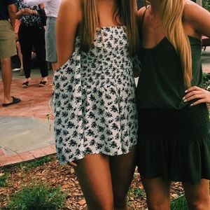 Blue Life black and white floral romper - small